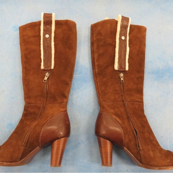 UGG Australia Tess Suede Pull On Cap Toe Brown Knee High Womens Boots Size 8 - Picture 2 of 5